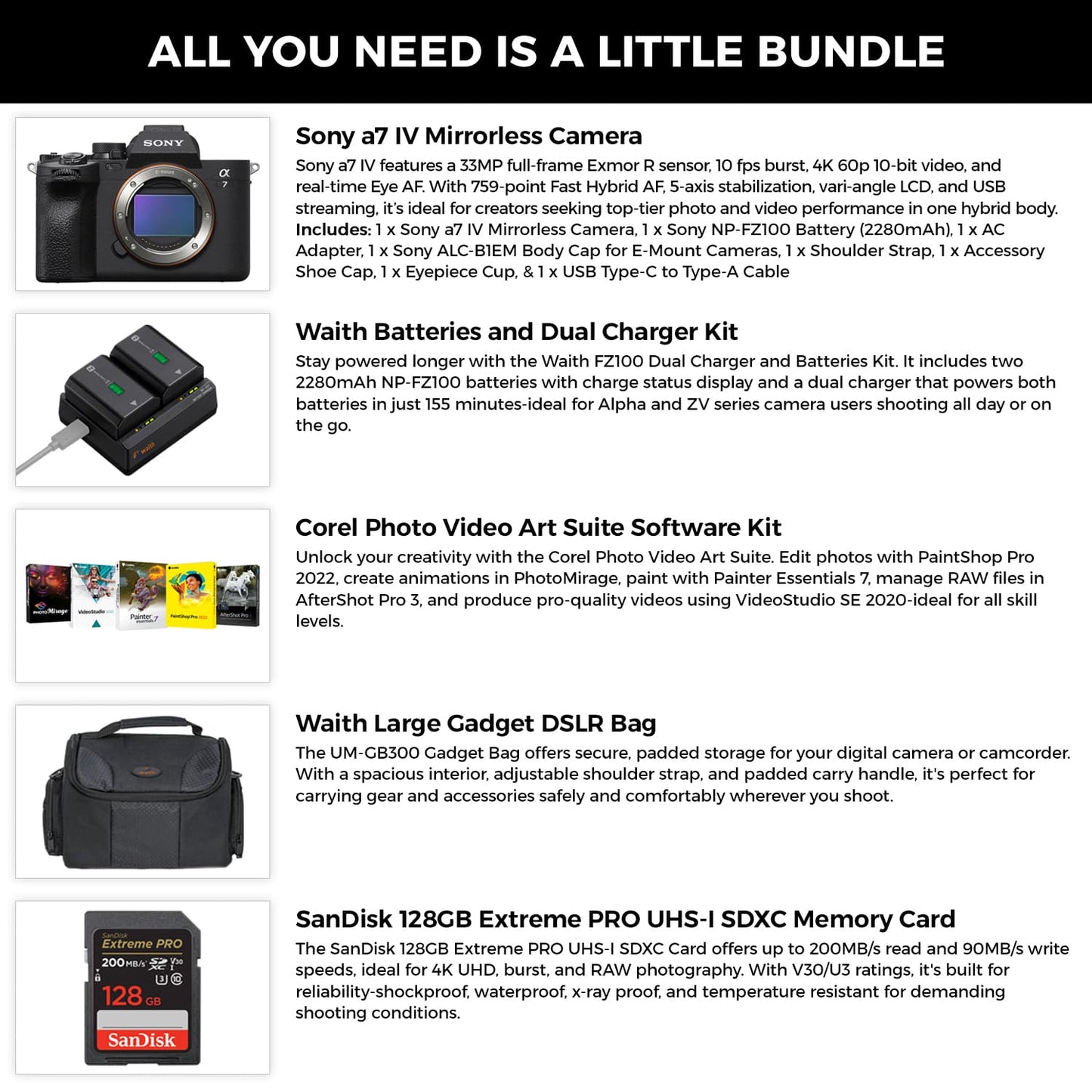 Sony A7 IV Full-Frame Mirrorless Hybrid Camera + Corel Software Kit – Black (Brand New)