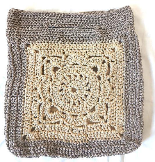 Pixcrown Handmade Crochet Granny Square Handbag for Women – Boho Macrame Bag with Satin Lining
