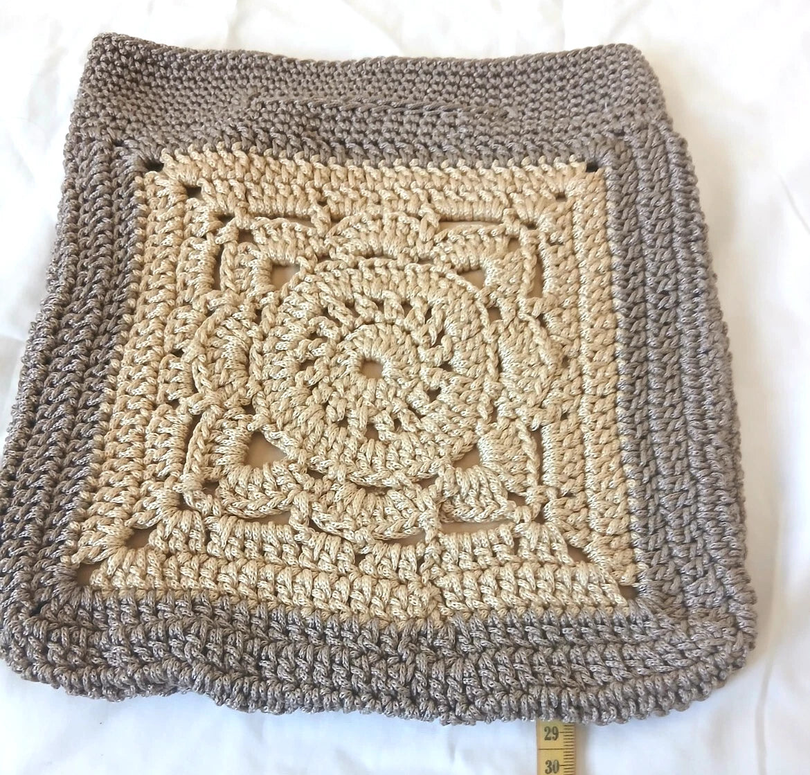 Pixcrown Handmade Crochet Granny Square Handbag for Women – Boho Bag with Gold Satin Lining