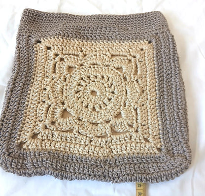 Pixcrown Handmade Crochet Granny Square Handbag for Women – Boho Bag with Gold Satin Lining