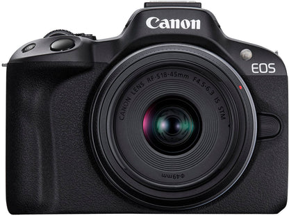 Canon EOS R50 4K Mirrorless Camera with RF-S 18-45mm F4.5-6.3 IS STM Lens – Content Creator Kit Black (Brand New)