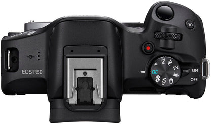 Canon EOS R50 4K Mirrorless Camera with RF-S 10-18mm F4.5-6.3 IS STM Lens – Video Creator Kit Black (Brand New)