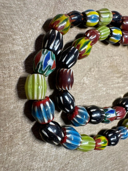 Pixcrown Handmade Chevron Glass Beads Necklace – Multicolor Tribal Jewelry Supply