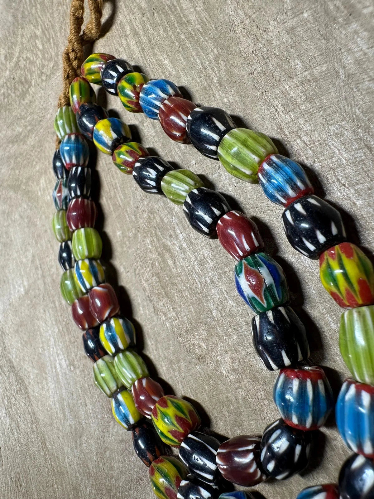 Pixcrown Handmade Chevron Glass Beads Necklace – Multicolor Tribal Jewelry Supply