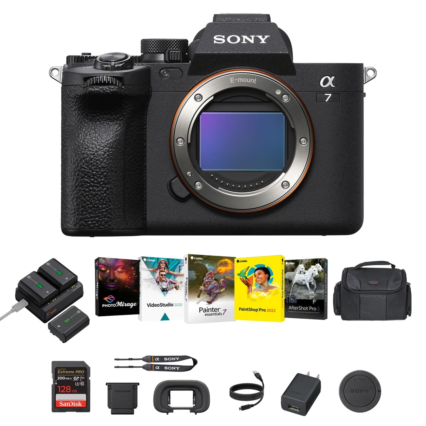 Sony A7 IV Full-Frame Mirrorless Hybrid Camera + Corel Software Kit – Black (Brand New)