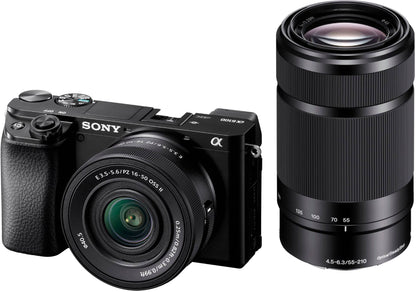Sony Alpha 6100 APS-C Mirrorless Camera with E PZ 16-50mm & 55-210mm Two Lens Kit – Black (Brand New)