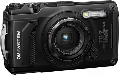 OM SYSTEM Tough TG - 7 12MP Waterproof Compact Camera - Black (4K) - lucycamera