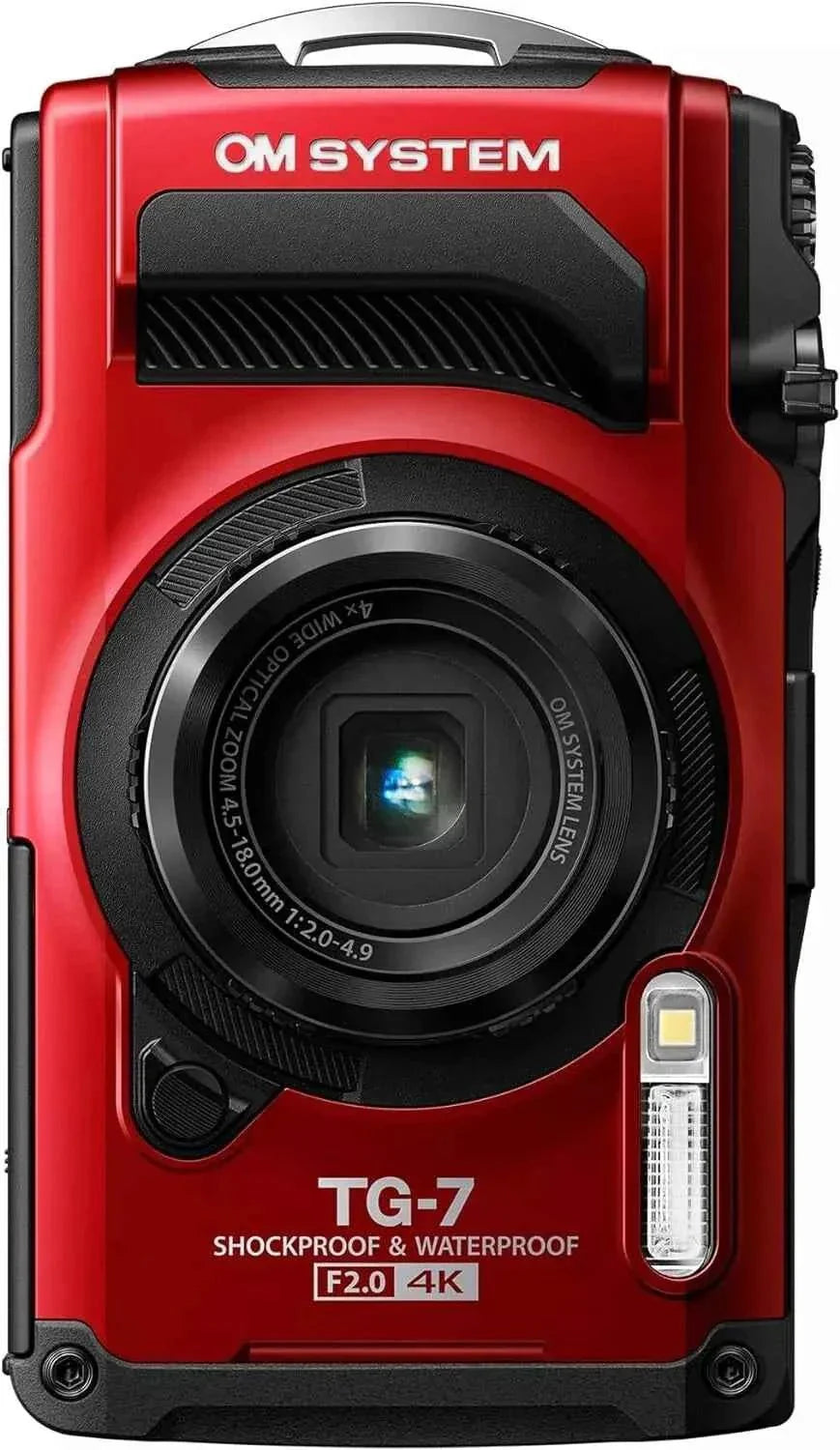 OM SYSTEM Tough TG - 7 12MP Waterproof Compact Camera - Red (4K) - lucycamera