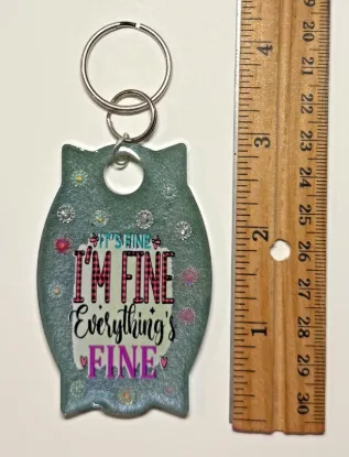 Picture of Handmade Resin Keychain Bag Clip Everything Is Fine Funny Gift