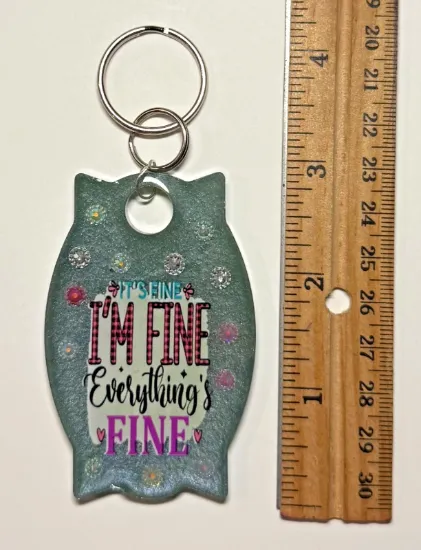 Picture of Handmade Resin Keychain Bag Clip – “Everything Is Fine” Funny Novelty Gift Keyring