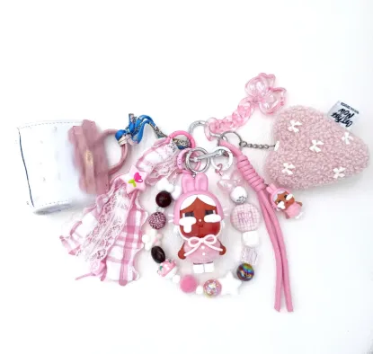 Picture of Handmade Cry Baby Beaded Bag Charm Keychain Rhinestones