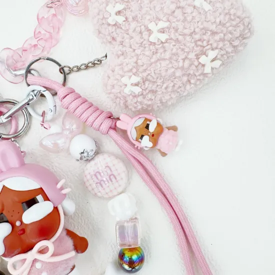 Picture of Handmade Cry Baby Beaded Bag Charm & Keychain with Rhinestone Accents