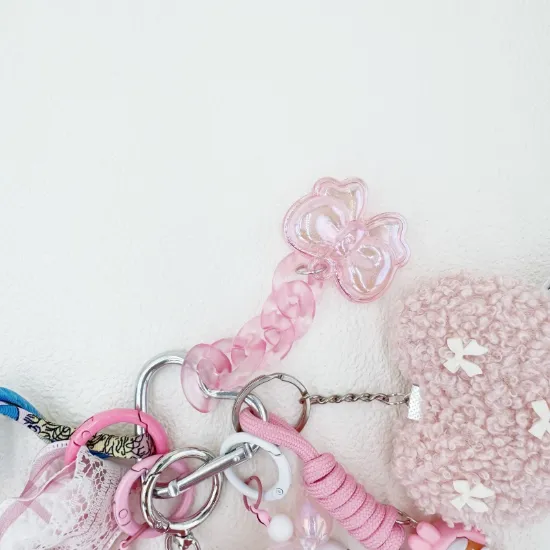 Picture of Handmade Cry Baby Beaded Bag Charm & Keychain with Rhinestone Accents